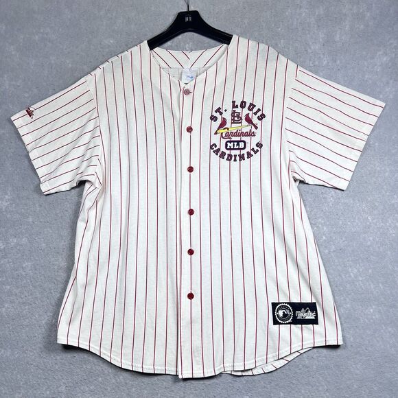 VTG 90’s Majestic St Louis Cardinals MLB Baseball Jersey Pinstriped XL Made USA